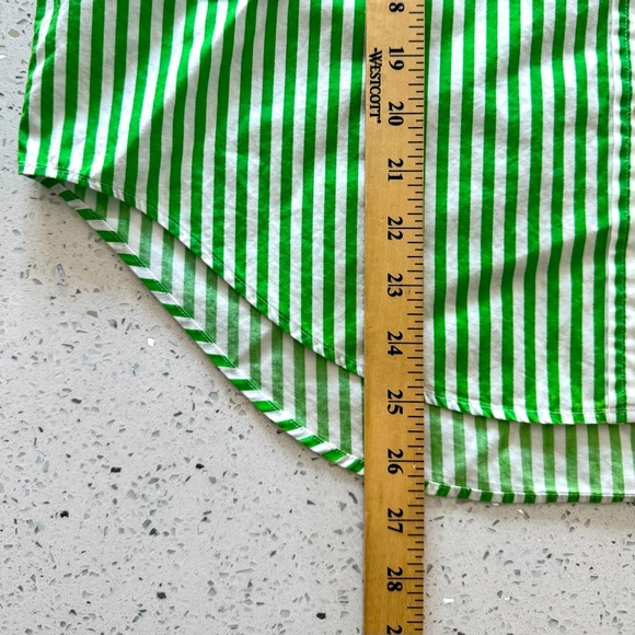 Women's Green White Oxford‎ Long Sleeve Striped Button Down Preppy Shirt Size 10 - Picture 7 of 10